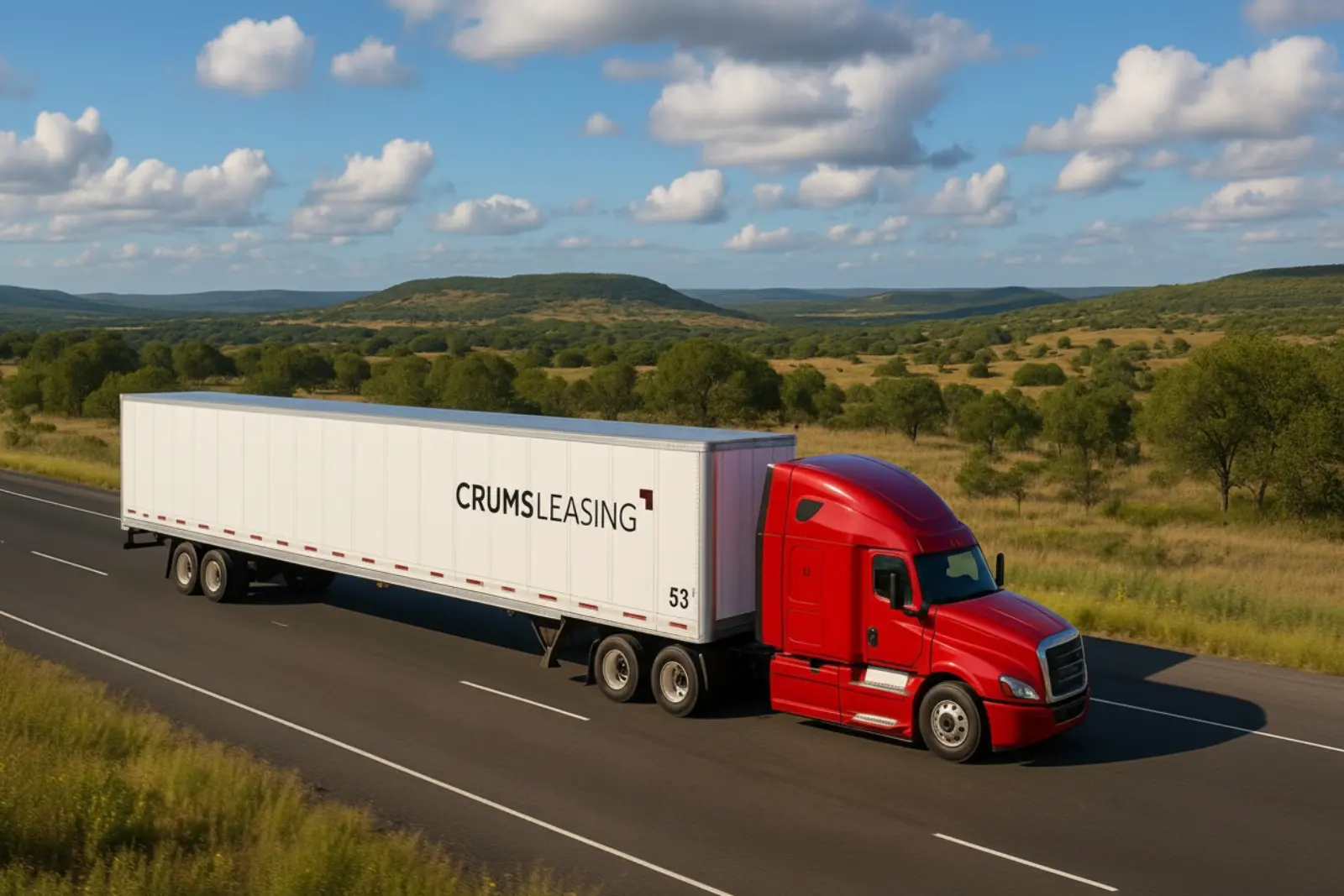 CRUMS Leasing 53-foot dry van trailer on the highway
