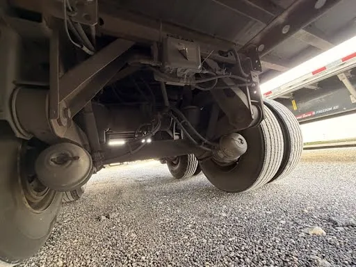 Undercarriage view showing air ride suspension system and brake components